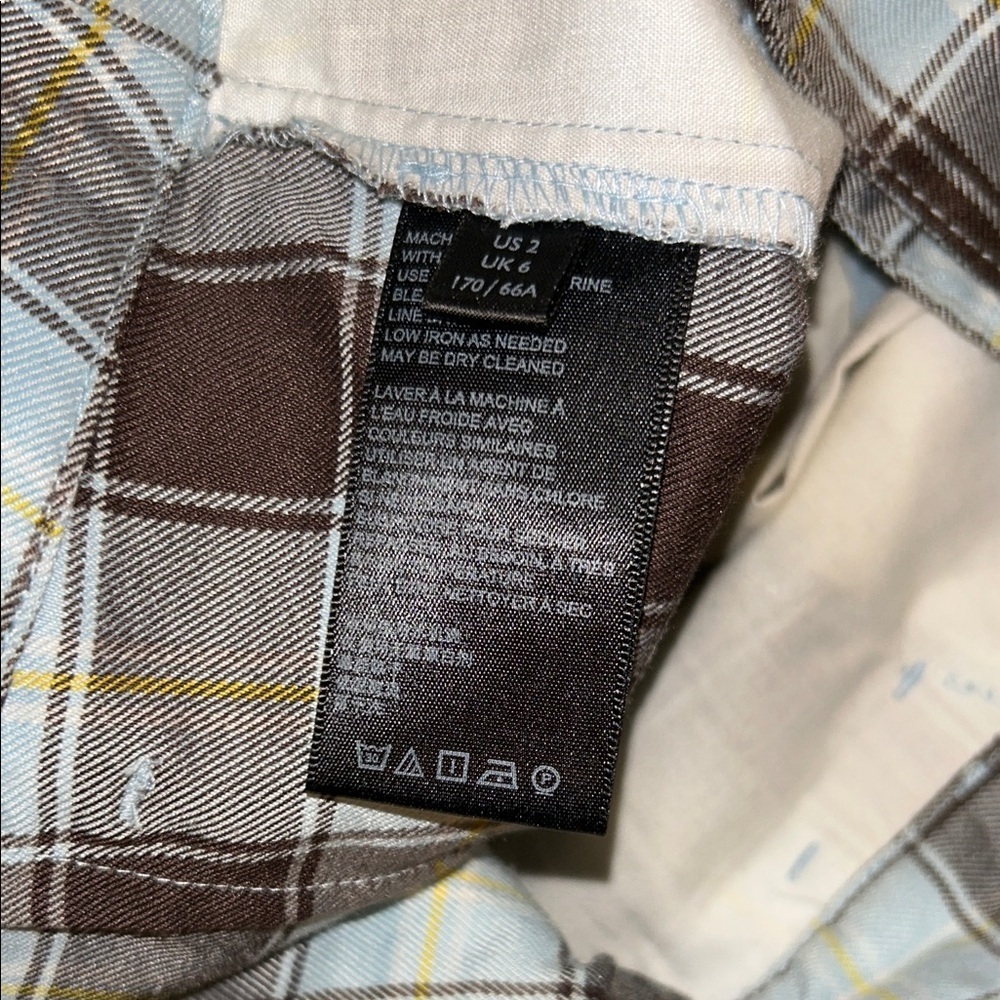 Urban Outfitters Checkered Trousers Size 2 Brown Cream Plaid Straight Leg Pants - Picture 9 of 10
